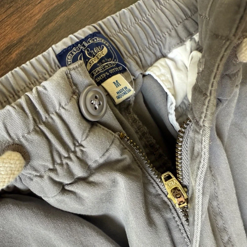 J‎ Crew Chino Pants Medium Drawstring Gray Relaxed Taper Sportsman's Outftter